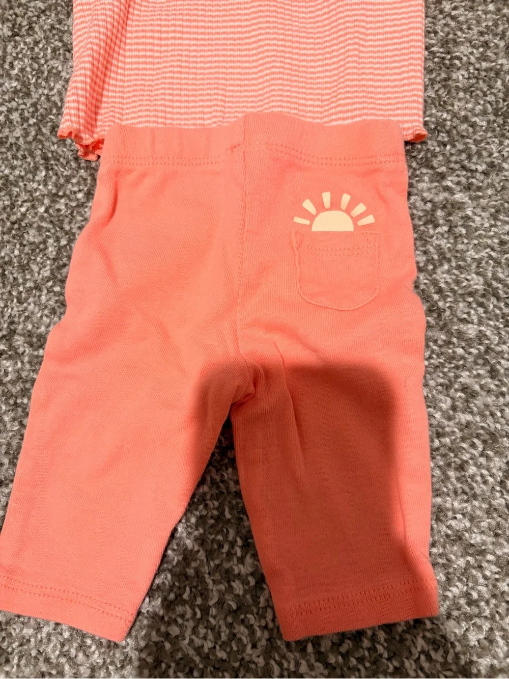 Carter's Coral Striped Top & Coral Leggings Set